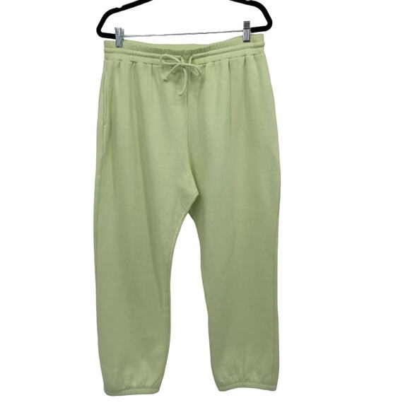 BP. Classic Sweatpants MEDIUM Lime Green Joggers Elastic Waist Tapered Leg NEW - Picture 1 of 3